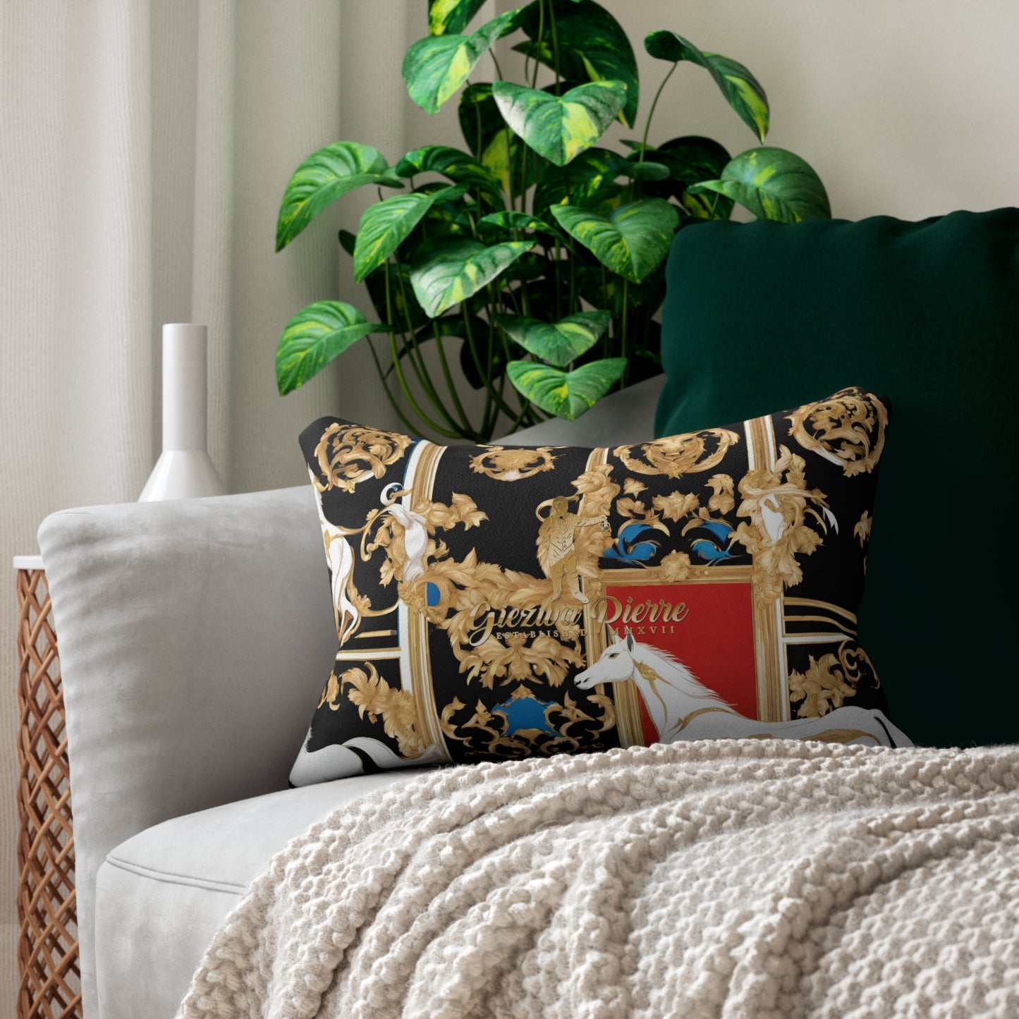 The Colored Horse Spun Polyester Lumbar Pillow - GIEZWA PIERRE