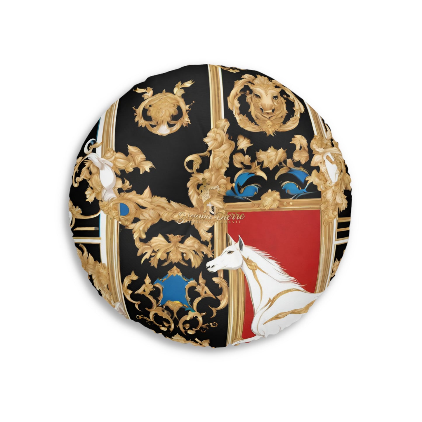 The Colored Horse Tufted Floor Pillow, Round - GIEZWA PIERRE