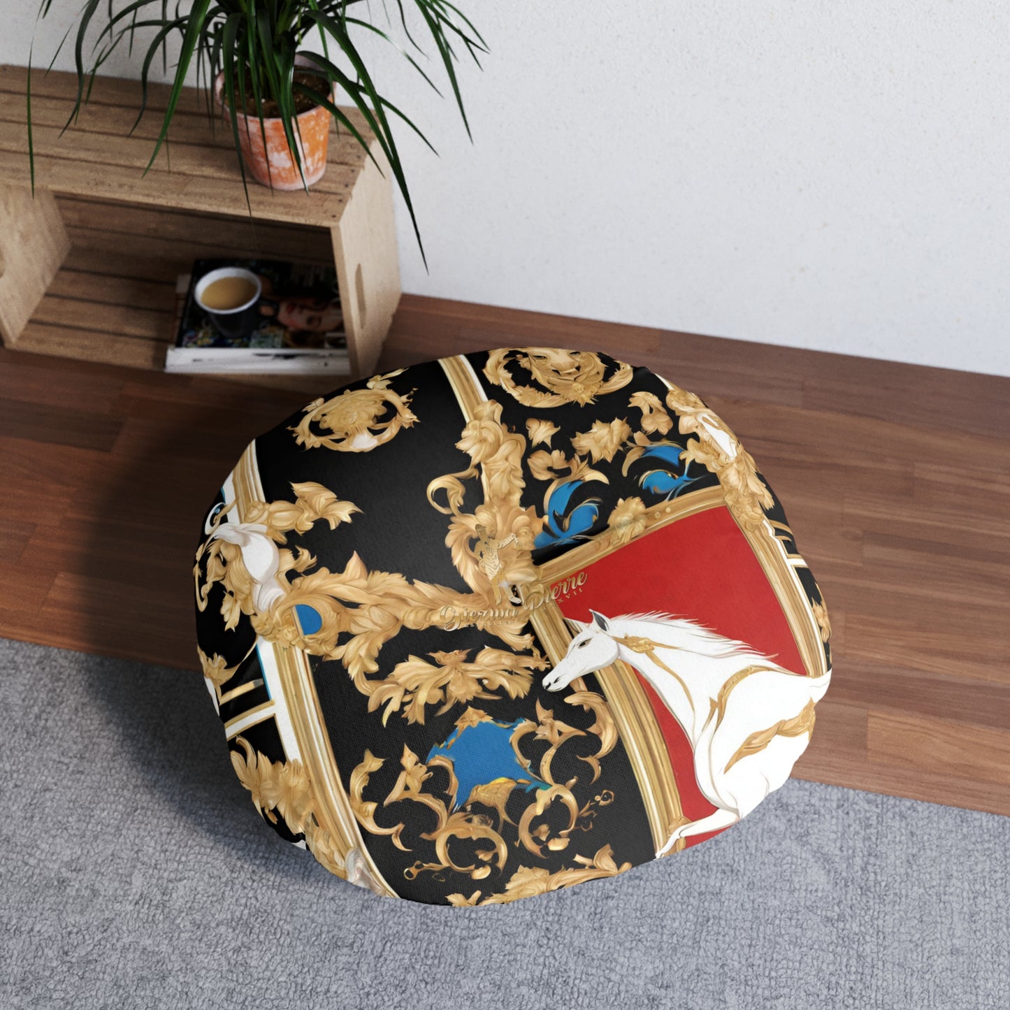 The Colored Horse Tufted Floor Pillow, Round - GIEZWA PIERRE