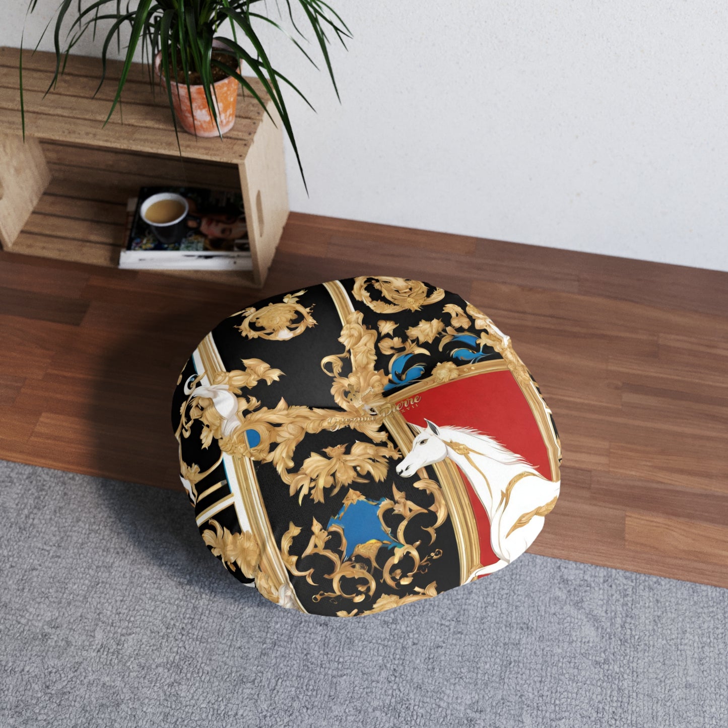 The Colored Horse Tufted Floor Pillow, Round - GIEZWA PIERRE